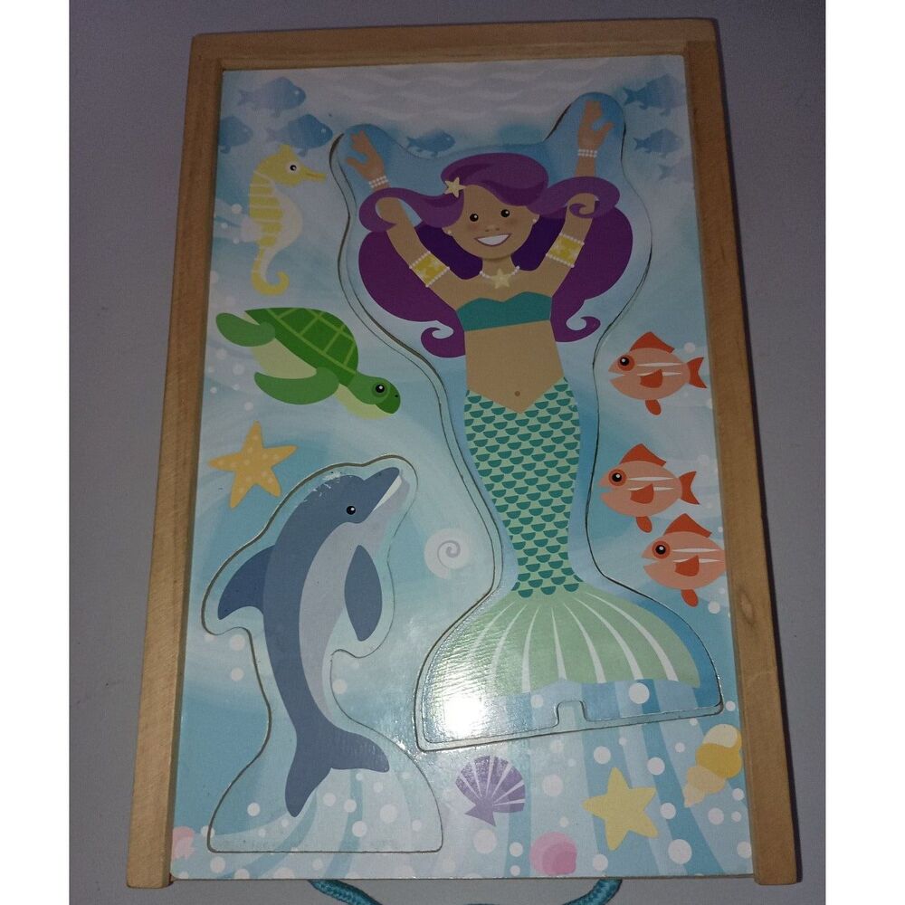 Melissa & Doug:  Mermaid Wood Magnetic Puzzle and Case with Handle (Ages 3+)